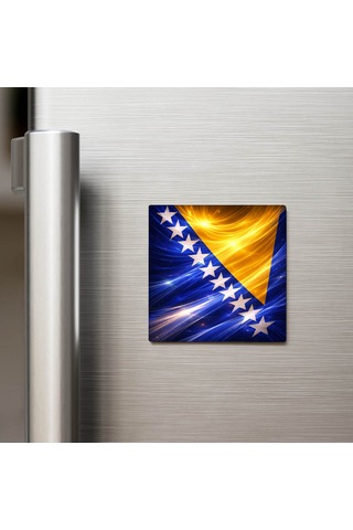 Bosna Hersek Bosnia And Herzegovina Abstract Ülke Bayraklı Buzdolap Magneti - 9x9 Cm