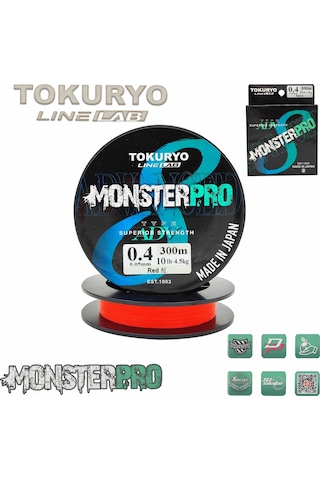 TOKURYO LINE LAB MONSTERPRO X8 0.4pe 0.05mm 10Ib 4.5kg Red 300mt