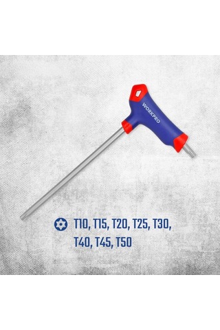 Workpro Wp200543 8 Parça Cr-v T Tipi Uzun Delikli Torx Profesyonel Allen Anahtar Takımı