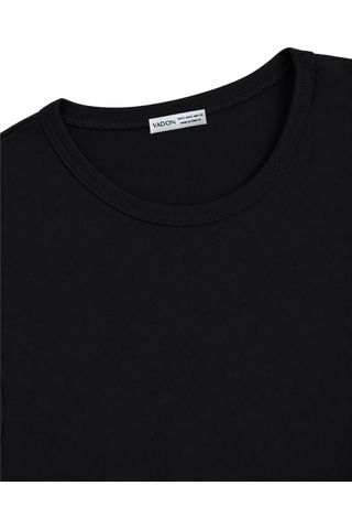 Vadon 1003 Kadın Pamuklu Slim Fit Bisiklet Yaka Yumuşak Dokulu Basic T-shirt Siyah