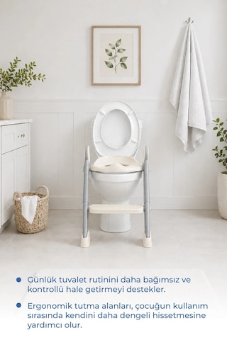 Babyjem Basamaklı Katlanır Klozet Adaptörü Kum Beji