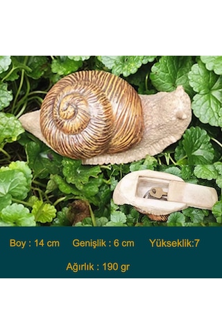 Salyangoz Şeklinde Gizli Anahtar Kasası İç Ve Dış Mekan Bahçe Kaya Görünümlü Saklama Kutusu 001