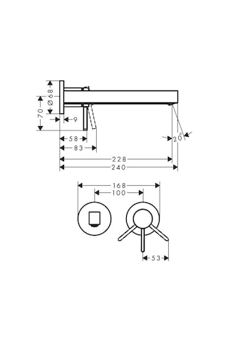 Hansgrohe Finoris Tek Kollu Lavabo Bataryası Ankastre Duvara Monte 22.8 CM Gaga İle Siyah 76050670