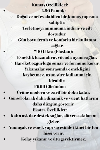 Mrmpro Kadın Lacivert Fitilli Görünümlü Kalın Askılı Basic Atlet Body %95 Pamuk Beyaz