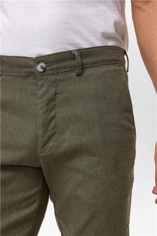 Koyu Haki Slim Armürlü Pantolon Koyu Haki