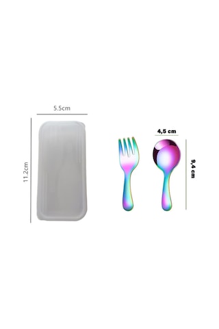 Mavi Renk Premium Çocuk Paslanmaz Çelik Uçlu Çatal-kaşık Set 24+ Ay