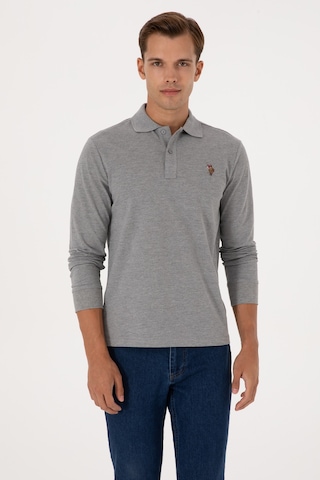 U.S. Polo Assn. Erkek Regular Fit Polo Yaka Grı Melanj Basic Sweatshirt 50313772-VR086