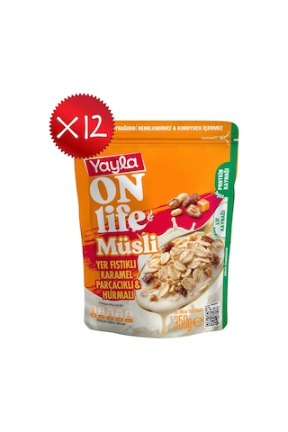 Yayla Onlife Yer Fıstıklı Karamel Parçacıklı Ve Hurmalı Müsli 350 G X12