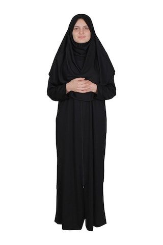 Zehranaz Namaz Elbisesi Siyah Fermuarlı Namaz Elbisesi Siyah
