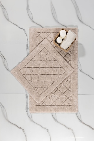 Elart Frio Banyo Halısı Paspas Takımı Pamuklu 2 Adet 60x100 Cm Bej Bej