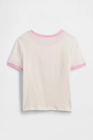 Gap Kız Çocuk Ringer Grafik Baskılı Beyaz T-shirt-14926