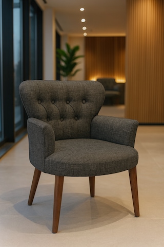 Roma Berjer - Modern Tekli Koltuk - Keten Kumaş - Antrasit