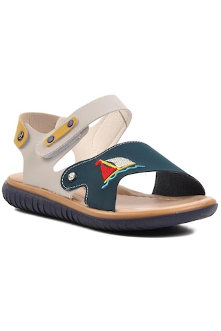 Ayakmod Şng 1540-f Lacivert Nubuk-sarı-krem Erkek Çocuk Sandalet 001