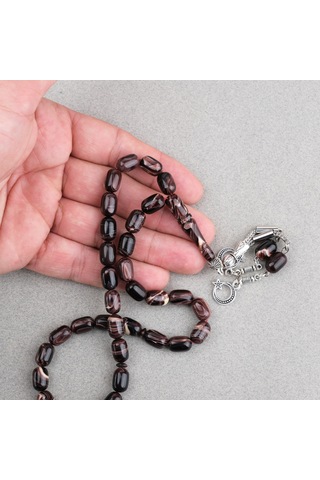Sıkma Kehribar Kapsül Kesim Alpaka Püsküllü 7x11mm Tesbih 97156795