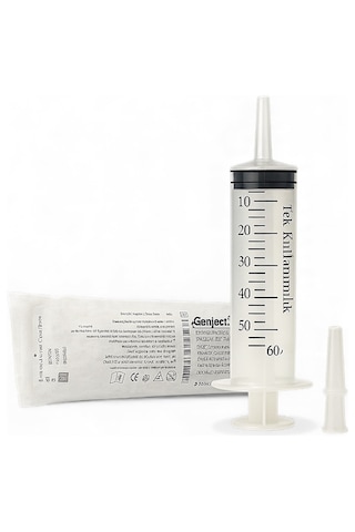Genjet Steril 50 Ml 60cc Katater Şırınga Tek Kullanımlık Luer Beslenme 3 Parçalı 5 Adet Enjektör