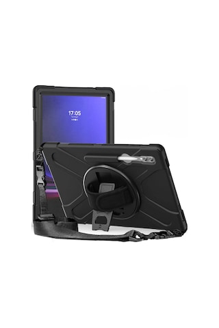 Galaxy Uyumlu  Tab S8 Ultra Omsy Defender Tablet Silikon - Siyah Arka Kapak