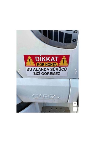 " Dikkat Kör Nokta. Bu Alanda Sürücü Sizi Göremez " Uyarı Etiketi Folyo Etiket Baskı Sticker
