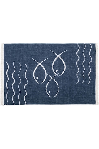 Mudo Home Larıssa Fısh Çift Taraflı Halı Lacivert Beyaz 120x180