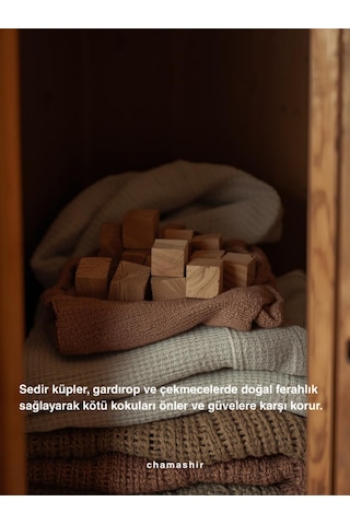 Doğal Güve Kovucu Sedir Ağacı Küpü 30'lu Paket Doğal Naftalin Alternatifi