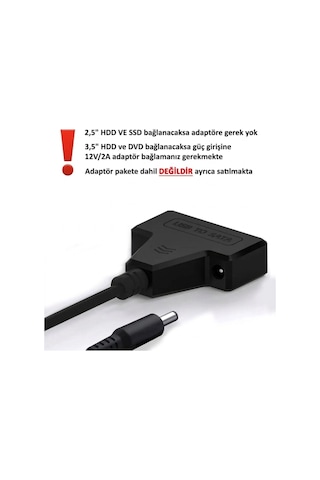 Usb 3.0 To Sata Dönüştürücü Kablo - 2.5 İnç Ssd/hdd Adaptörü - Çift Usb Girişli Hızlı Veri Aktarımı