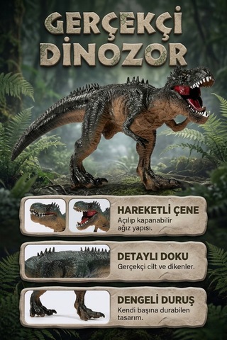 27 Cm Realistik Tarihöncesi Dino Heykelciği - Çene Aksiyonlu, Doku İşlemeli Büyük Ölçek Çocuk Hayvan Replikası