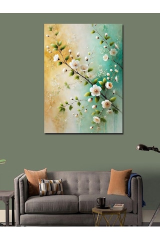 Kanvas Tablo Çiçekli Dal Motifi 100cmx140cm