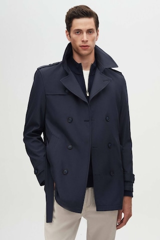 Ds Damat Regular Fit Lacivert Apoletli Beli Kemerli Pardösü/Trenckot 1HF08ORT00013 Lacivert