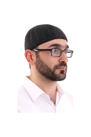 Kışlık Yün Takke Çift Renk - Siyah