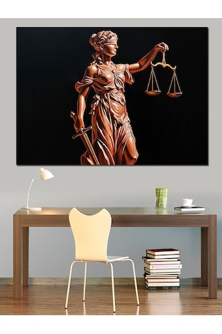 Adalet Heykeli Terazisi Sanat Dekoratif Kanvas - Mdf Ahşap Tablo