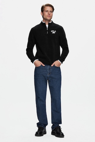 Ucla Cornıng Siyah Yarım Fermuarlı Nakışlı Polar Standard Fit Erkek Sweatshirt Siyah