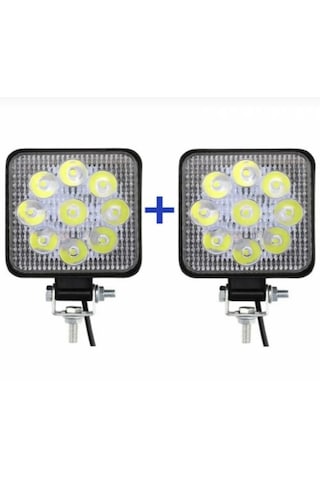 Point 2 Adet Çalışma Led Lambası Off Road Gündüz Farı Sis Kare 27w 9 Led 2 Adet Beyaz