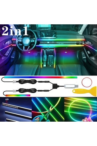 Xuweiwei Dreamcolor Car Led Light 2025 Yeni Çok Renkli Araç İçi Led Dekoratif Işık Şeridi Tesla Jeep Suv