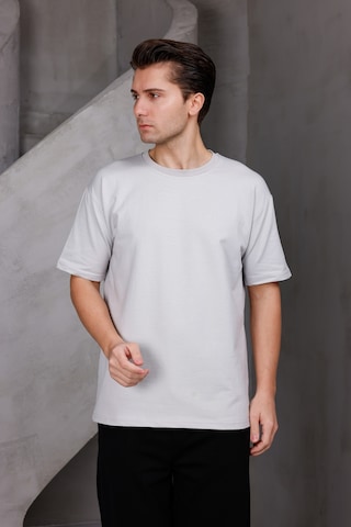 Erkek Basic Oversize Bisiklet Yaka 2 İki İplik Kompakt T-shirt Ekru