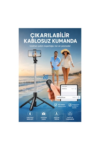 Büro Ev Ofis Cep Telefonu İçin Bt Kablosuz Selfie Çubuğu