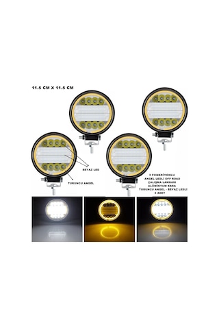 Off Road LED Turuncu Angel - Beyaz Ledli 3 Fonksiyonlu 4 ADET
