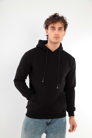 Mnk Baby & Kids Erkek Sweatshirt Pamuklu Standart Fit Normal Kesim İçi Polarlı 3 İplik Kapüşonlu Siyah