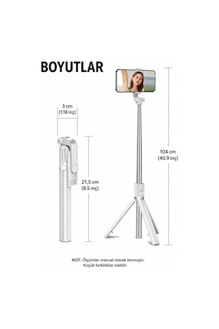 Concord 3'ü 1 Arada Bluetooth Selfie Çubuğu Tripod Kumandalı Telefon Tutucu Monopod 360 Döner