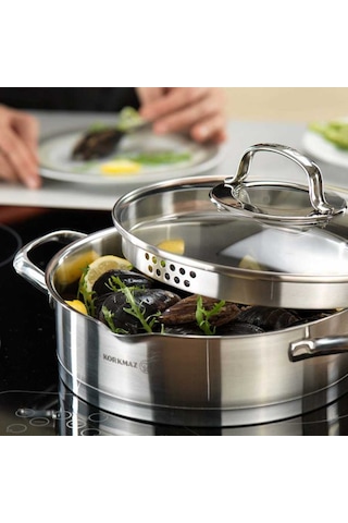 Korkmaz Steama A1993 24 cm Derin Çelik Tencere