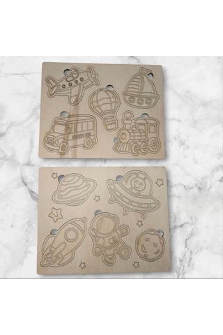 Boyanabilir Ahşap Puzzle Seti 20x16 Cm Kayın Kontra
