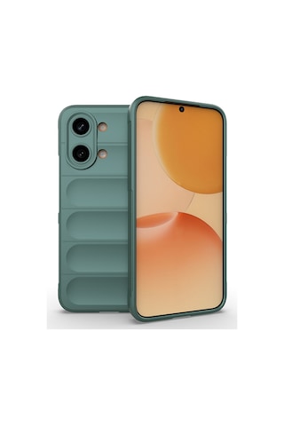 Xiaomi Poco X8 Pro Max Kılıf Esnek Tpu Oyuklu Arka Yüzey Tasarımlı Zore Etnik Silikon Kapak Koyu Yeşil