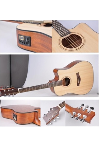 Wınzz Masif Maun Ağacı Jumbo Kasa Elektro Akustik Gitar-Kılıflı
