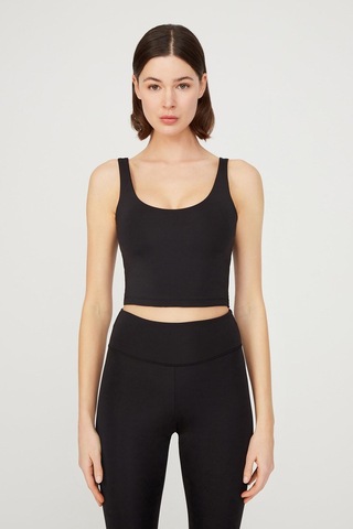 Los Ojos Siyah Hafif Destekli Sırt Detaylı Kaplı Crop Top Büstiyer Cropped Siyah Siyah