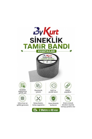 Sineklik Tamir Bandı 2 Metre X 48 Mm Yapışkanlı File Onarım Bandı Pencere Balkon Kapı Sineklik Yama Bandı
