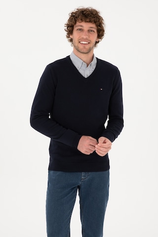 U.S. Polo Assn. Erkek Slim Fit V Yaka Lacivert Basic Kazak 50313668-VR033