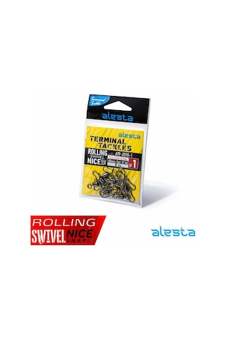 Alesta Rolling Swivel Rolling Snap No:12 Siyah Nikel Klipsli Fırdöndü 14 Adet 10kg Çeker