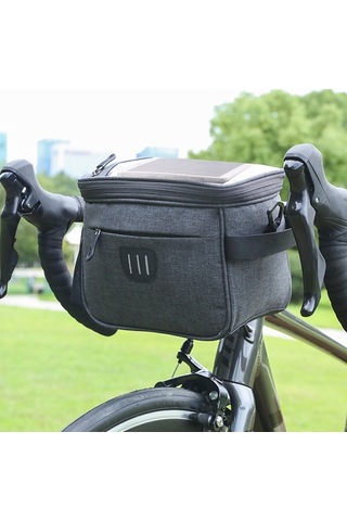Padalink Bisiklet El Çantası - Gece Sürüşü İçin Yansıtıcı Şeritli, Geniş Kapasiteli, Dokunmatik Ekranlı, Çift Fermuarlı Gri Zz03 Gri