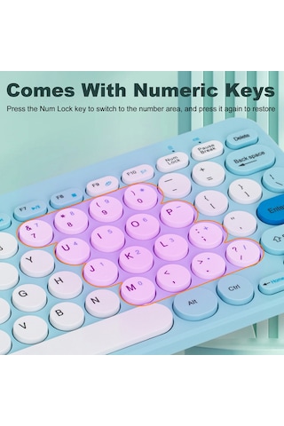 Ximistore9 Siyah 2.4g Kablosuz Klavye-fare Seti - Punk Yaylı Tuş Tasarımı, Numara Klavyesi, 10m Erişim, Ofis Ve Çalışma İçin Uyumlu Diğer