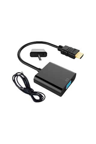 Gabble Hdmı To Vga Çevirici 1080p 3.5mm Ses Çıkışlı Hdmı Erkek Vga Dişi Siyah