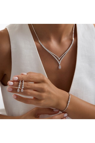 Kombin Prenses Damla Beyaz Altın Takı Seti T14328