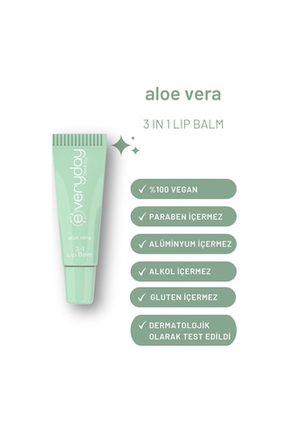 Everyday Beauty Aloe Vera 3in1 Nemlendirici Besleyici ve Parlatıcı Dudak Bakım Kremi 10 ML